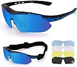 LIKELAR Polarisierte Sportbrille, Damen Herren Fahrradbrille, Radsport UV400 Schutzbrille mit 5 Wechselgläsern für Fahren, Wandern, Angeln, Golf, Baseball, Outdoor-Aktivitäten