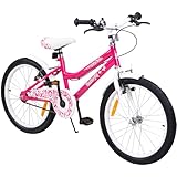 Actionbikes Kinderfahrrad Butterfly 20 Zoll | Kinder Fahrrad für Mädchen - Von 6-9 Jahren - V-Brake Bremse - Freilauf - Kettenschutz - Fahrräder - Laufrad - Kinderrad (Pink/Weiß)