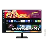 Samsung M7 Monitor S32BM700UU, 32 Zoll,VA-Panel,Bildschirm mit Lautsprechern, 4K UHD-Auflösung, Bildwiederholrate 60 Hz, 3-seitig fast rahmenloses Design,Smart TV Apps mit Fernbedienung, Schwarz