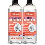 bio-chem Ultraschallreiniger Konzentrat 2x 750  ML – mit Dosierbecher – geruchs- & alkoholfrei, für Ultraschallgeräte & -bäder – Brille, Schmuck, Zahnersatz, Rasierer u.v.m.