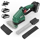 ASUNCELL Akku Gartenschere und Heckenschere 2 in 1, Grasschere mit Strauchschere und Grasscherenmesser (18V, mit 2X 3000mAh Akku und Ladegerät) Messerlänge: 22 cm (Strauch) / 13 cm (Gras)