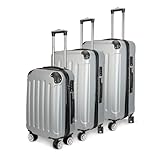 Generisch Kofferset 3 Teilig Hartschale, Kofferset, Gepäck-Sets, Hartschalenkoffer Trolley Rollkoffer Suitcase, Reisekoffer mit 4 Rollen, Handgepäck mit Passwortsperre für Reisen Geschäft (Grau)