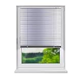 FENSTERDECOR Klemmfix Aluminium Jalousie, hochwertige Alu-Jalousie in Silber mit Zugschnur und Drehstab, 40 x 180 cm (B x H)