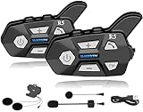 WAYXIN R5 Motorcycle Headset for 2 People, 1000 m Intercom Motorcycle Communication System, Helmet Headset with Hands-Free Bluetooth Headset, Motorcycle Radio, Noise Reduction Intercom (2 pc)