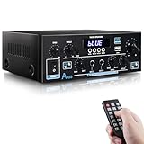 WOOPKER AK55 HiFi-Verstärker mit Bluetooth 70W x2 Mini Verstärker Heimkino Stereo Verstärker Receiver Höhen und Bässe mit USB/RCA/MIC/FM (AK55)
