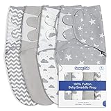 Soarwg Kids Pucksack Baby 0–3 Monate Swaddles Decke Oeko-tex100 Babyschlafsack Pucktuch Neugeborene Säuglinge Schlafsack,100% Bio-Baumwolle für Kleinkinder, Unisex, Mädchen und Jungen 4er Pack (Grau)