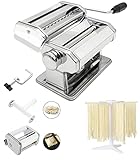 MZTOGR Pasta Maker machine, Set mit 6 Stück 150 mm Stahl Nudelmaschine mit 9 einstellbaren Dickeneinstellungen, inklusive Ravioli Maker Aufsatz, Nudeltrockner