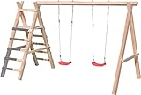 Gartenpirat Premium Kinderschaukel Lärche Outdoor - Doppelschaukel 2 Schaukelsitze Kletterleiter mit Podest - 310 x 190 x 220 cm TÜV geprüft