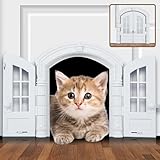 Katzentür, Katzenklappe Innentür, Katzentür für Außentür Innen, 27,3x24cm, Wetterfeste Katzentür, für Katzen und Kleiner Hund Innen-Außen Tür und Wand