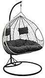 Trendyshop365 XXL Hängesessel mit Gestell Hängeliege Korb inkl. Polster ideal für Garten, Balkon & Lounge Schutzhülle