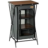 Outsunny Campingschrank faltbar Küchenbox mit Reißverschluss-Tür, tragbar Campingküche mit Arbeitsplatte, 3 Ablagen, Tragetasche Oxford Dunkelgrau 60 x 50 x 99 cm