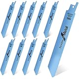 Säbelsägeblätter, 10 Stück 150mm Ersatzsägeblatt Set aus Bi-Metall mit Kobalt, 18TPI Sägeblatter Säbelsäge zum Schneiden von Metall, Holz mit Nägeln, Holz, Kunststoff für schnelle und saubere Schnitte
