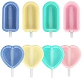 Gentpovth 8 Stück Eisformen Silikon, Inklusive einzigartiger Herzform, wiederverwendbar Formen, Individuelles Abtauen Eis am Stiel Formen, BPA-Freie, für Kinder und Erwachsene Eisformen DIY Popsicle