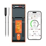 ThermoPro Twin TempSpike Fleischthermometer kabellos 150m Bluetooth Grillthermometer Backofenthermometer Ladeschale mit Display für Ofen, Grill, Rotisserie, sicher im Geschirrspüler