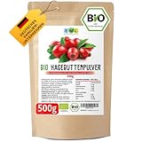 EWL Naturprodukte Hagebuttenpulver BIO 500g, Hagebuttenpulver in Rohkostqualität, Bio Hagebuttenpulver aus kontrolliert biologischem Anbau, Vegan