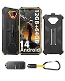 Ulefone Armor X13 (12GB+64GB) Outdoor Handy Ohne Vertrag, 50MP+24MP Nachtsicht, Android 14 Outdoor Smartphone, Octa Core 6320mAh Akku 6,52' HD+, Buastellenhandy 4G Dual SIM, Face ID/NFC/GPS