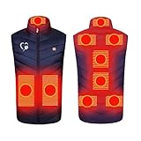 Battnot 2024 Testsieger Beheizbare Weste für Herren Damen, Beheizbare Weste Heizweste Herren Damen 9 Zonen Heizung 3 Temperaturregler Beheizte Weste (Ohne Powerbank) Beheizbare Jacke