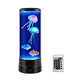 Lavalampe, LED Quallen Lampe mit 7 LED-Lichtfarben und 4-Farbwechselmodi USB Wiederaufladbares Aquarium Lampe mit Fernbedienung Nachtlicht für Home Decor Weihnachten und Geburtstag Geschenke