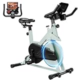 2025 Neu Lacuffy Heimtrainer Fahrrad Leises, Ergometer Hometrainer mit Einstellbarem Magnetischem Widerstand, Spinning Bike 136KG mit App, Indoor Fitnessbike mit Fitnesskurse und Online-Wettbewerbe