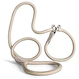Retrieverleine 150 cm für große & kleine Hunde – Halsband mit integrierter Leine – Slip Leash & Trainingsleine Hund – Führungsleine für Labrador & Retriever - Ruckdämpfer (Taupe, ab 15 Kg)