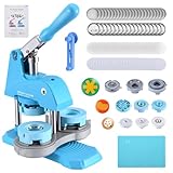 Button-Maschine Pin Badge Maker Verschiedene Größen 25+32+58 mm VIHBRAI DIY individuelle Metall-Button-Presse-Set mit 300 Sets Button-Herstellungsbedarf & Kreisschneider (Blau)