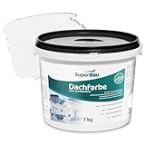 SuperBau Dachfarbe Weiß 7kg, Sockelfarbe WASSERDICHT, Fassadenfarbe für Außen, Dachbeschichtung für Blechdach, Bitumen, Dachpappe, Schindeln, Putz, Dachbeschichtungsfarbe