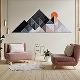 Alishomtll 45 Stück dreieckige Selbstklebend Akustikplatten Akustikpaneele, Schallabsorbierende Paneele, Schalldichte Wandpaneele, Wanddekoration Kunst Schallschutz für Studios/Haus/Büros, Berggipfel