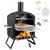 Psyfwznkny Wasserdichter Pizzaofen für den Außenbereich, klappbare Beine, 2-lagiger Terrassen-Grillofen, Garten-Terrassen-Grill, Pizzaofen für Fleisch, Fisch, Gemüse