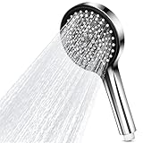 Duschkopf Wassersparend, 125mm Duschkopf Groß mit 6 Strahlarten, Turbogeladenes Design Hochdruck, Handbrause Duschbrause für Baden, Sparduschkopf, Regendusche Duschkopf Druckerhöhend, Brausekopf