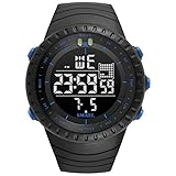 HFWXYSA Multifunktional Outdoor Herren Sport Uhren LED Elektronik Digital Doppelte Zeit Countdown Alarm Stoppuhr Taktik Militär Armbanduhr 50M Wasserdicht,Blau