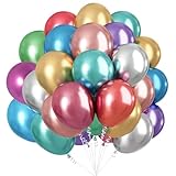KOBOKO Luftballons Bunt Metallic, 50 Stück 12 Zoll Metallic Party Ballons Geburtstag Deko, Bunte Helium Ballon Geburtstagdeko, Luftballon Bunt für Geburtstag, Hochzeit, Babyparty, Feiertagsparty Deko