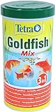 Tetra Pond Goldfish Fischfutter - 3in1 Mix mit Flocken, Sticks und Gammarus für alle Goldfische und Kaltwasserfische im Gartenteich,1 l (1er Pack),XL-Granules 10 L