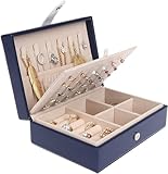 ZGSSOPTU Schmuckkästchen für Frauen und Mädchen, tragbar, doppellagig, Organizer, PU-Leder, Reiseaufbewahrung für Armbänder, Ohrringe