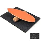 FANTASK Balance Board aus Holz, Balancebrett, Balance Trainer Trickboard für zuhause, inkl. Korkrolle, Balance-board aus 8 hochwertigen Holzschichten gepresst, Orange