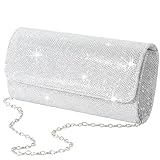 Clutch Silber, Elegante Damen-Clutches Für Hochzeiten Und Abendveranstaltungen, Tasche Silber Mit Abnehmbarer Kette, 20 x 10 x 5.5 cm, Ideal Für Cocktailpartys, Business Events Und Täglichen Gebrauch