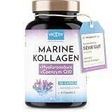 Premium Marine Kollagen Kombo 1000mg + Q10, Hyaluronsäure, Kupfer, Mangan, Vitamine C, Zink & Biotin tragen zur Erhaltung normaler Haut&Haare bei; Made in Austria by VROODY - Testergebnis SEHR GUT!