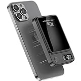 bestyks Wireless Power Bank, 10000mAh Faltbarer Magnetische Powerbank Mini PD 22.5W Schnellladen mit LED Display, Akkupack Kompatibel mit MagSafe für iPhone 15/14/13/12 Plus/Mini/Pro/Pro Max(Schwarz)