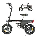 RAOO MIN E Bike, e Bike Herren und Damen Fahrrad tragbar City-Pendler, Elektrofahrrad Max. 25 km/h, 250W Motor, 30-45km Reichweite, 3 Fahrmodi, Scheibenbremsen, LCD-Display. (schwarz)