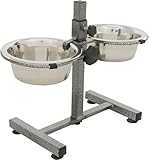 TRIXIE höhenverstellbare Hundebar mit 2 Edelstahlnäpfen - Ständer aus Metall - Napfarretierung und Klapperschutz - justierbare und rutschfeste Gummifüße - Fassungsvermögen je 0,75 ml - Näpfe spülmaschinengeeignet - 24920