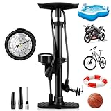 Fahrradpumpe alle Ventile mit 160PSI/11Bar Manometer, Luftpumpe Fahrrad mit Presta- & Schrader-Ventile, Standluftpumpe für Rennrad, E-Bike, Mountainbike,Floor Pump for Ball