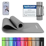 MSPORTS Gymnastikmatte Premium inkl. Tragegurt + Übungsposter + Workout App I Hautfreundliche Fitnessmatte 190 x 80 x 1,5 cm - Anthrazit - Phthalatfreie Yogamatte