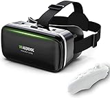 VR Brille Handy Virtual Reality mit Fernbedienung, 3D VR-Brille Erleben Sie Spiele und 360 Grad Filme in weicher & komfortabler Glasses für Phone Android 5~7