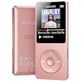 AGPTEK MP3 Player 32GB Bluetooth 5.3, 1.8 Zoll 30 Stunden Wiedergabezeit Digital Kinder MP3 Player mit FM Radio, bis zu 128G,(Ohne Kopfhörer) Rosagold