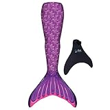 Fin Fun Fantasy - Kinder Meerjungfrauenflosse + Monoflosse zum Schwimmen - Starterset - Lila - Kind - S/M