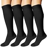 DDOBB 4 Paar Kompressionsstrümpfe Damen und Herren Stützstrümpfe Kompressionssocken Stützsocken Reisestrümpfe für Flug Sport Running Radsport(Schwarz*4, L-XL)