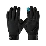 COOLJOB Touchscreen-Gartenhandschuhe, durchstichsichere Arbeitshandschuhe für Rosenschnitt, Gepolsterte Rosenhandschuhe aus Kunstleder mit Klettverschluss, Schwarz (1 Paar, XL)