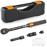 Drehmomentschlüssel 3/8 Zoll, 72 Zähne Wende Ratschenkopf, 5-60 Nm Torque Wrench Set für Fahrrad, Motorrad und Auto Zündkerzen Wechsel, mit 3/8' auf 1/4' Adapter, 3/8' Universalgelenk, 75mm Verlängeru