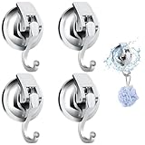 Fugoviin 4 Pack Saugnapf Haken, Handtuchhalter Ohne Bohren, Wandhaken, Klebehaken Extra Stark für Küche, Badezimmer, Wohnmobil, Büro und Schlafzimmer usw. (4 runde Saugnapf Haken)