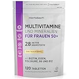 Multivitamin Tabletten Frauen 50+ | 27 Vitamine und Mineralien mit Vitamin D3, B12, B6, Eisen, Biotin, CoQ10, Soja Isoflavone | von Horbaach