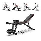 Faltbare Hantelbank mit Beinstreckung und Curl, verstellbare Trainingsbank für Heim-Fitnessstudio, 7-Positionen, multifunktionales Trainingsgerät